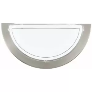 Loops - Wall Light Colour Satin Nickel Shade White Clear Glass Painted Bulb E27 1x60W