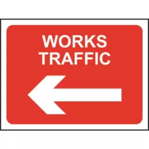 Zintec 1050x750mm Works Traffic Left Road Sign (no frame)