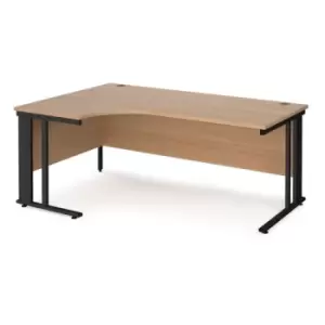 Office Desk Left Hand Corner Desk 1800mm Beech Top With Black Frame 1200mm Depth Maestro 25 MCM18ELKB