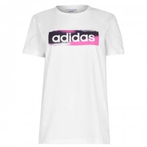 adidas Logo T Shirt Womens - White/Purple