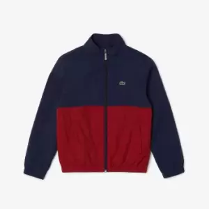 Kids' Lacoste High Neck Colour-Block Jacket Size 8 yrs Navy Blue / Bordeaux