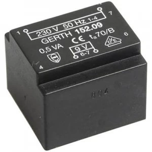 PCB mount transformer 1 x 230 V 2 x 15 V AC 0.50 VA 16 mA