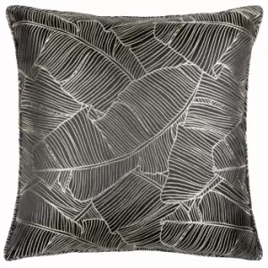 Seymour Embroidered Woven Jacquard Piped Cushion Black / 50 x 50cm / Polyester Filled