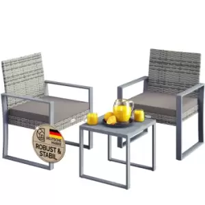 Polyrattan Balcony Set 3 Pcs. Grey WPC