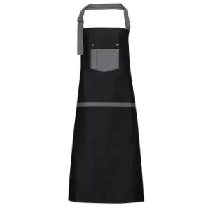 Premier Unisex Domain Contrast Denim Bib Apron (One Size) (Black Denim)