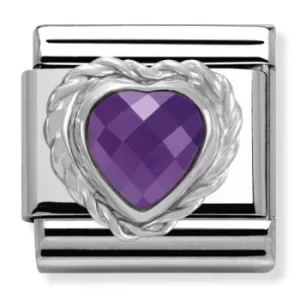 Nomination CLASSIC Silvershine Faceted Hearts Purple Cubic...