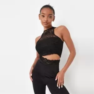 Missguided Coord Lace Trim Top - Black