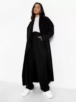 Boohoo Oversized Wool Look Coat - Black, Size 10, Women