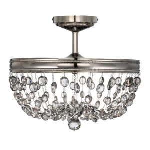 3 Light Semi Flush Ceiling Light Polished Nickel, E14