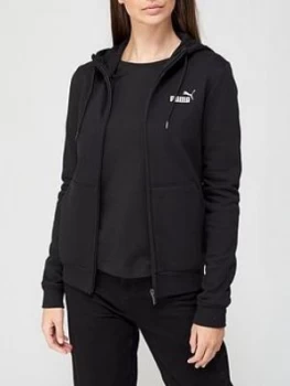 Puma Essential Hooded Jacket Fleece Hoodie - Black, Size S, Women