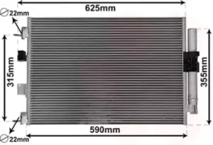 VAN WEZEL Condenser 18015709 AC Condenser,Condenser, air conditioning FORD,FOCUS III Turnier,Kuga Mk2 (DM2),FOCUS III,C-Max II (DXA/CB7, DXA/CEU)