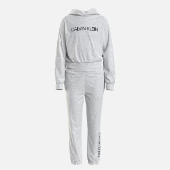 Calvin Klein Logo Boxy Hoodie Sweatpants Set - White Heather - 8 Years