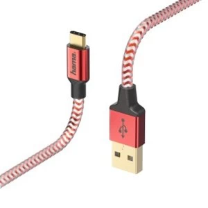 Hama Reflective Charging/Data cable USB Type-C - USB-A 1.5m red