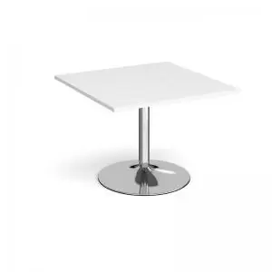 Trumpet base square extension table 1000mm x 1000mm - chrome base and