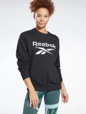 Reebok Identity Logo French Terry Crew Sweatshirt, Black, Size S, Women