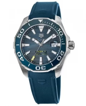 Tag Heuer Aquaracer 300M Automatic Blue Dial Ceramic Bezel Blue Rubber Strap Mens Watch WAY201B.FT6150 WAY201B.FT6150