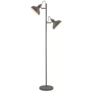 Luminosa Lighting - Floor Lamp, 2 x E27, Sand Grey, Copper, White