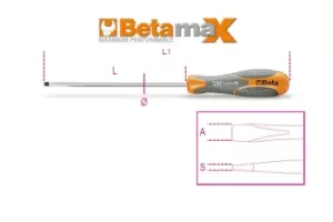 Beta Tools 1290 Beta MAX Slotted / Flat Head Screwdriver 5.5 x 150mm 012900042