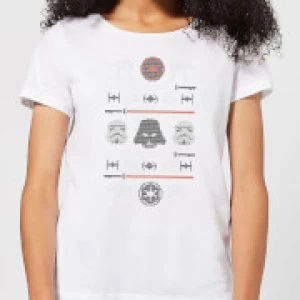 Star Wars Imperial Knit Womens Christmas T-Shirt - White - XL