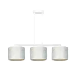 Broddi White Bar Pendant Ceiling Light with White Fabric Shades, 3x E27