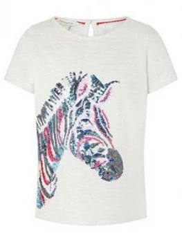 Monsoon Girls Zeena Zebra Top - Ivory, Size Age: 7-8 Years, Women