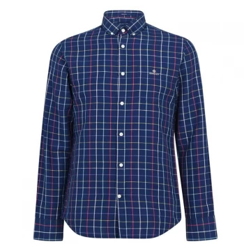 Gant Linen Check Shirt - Navy 423