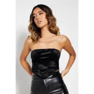 I Saw It First Velvet Tie Back Corset Top - Black