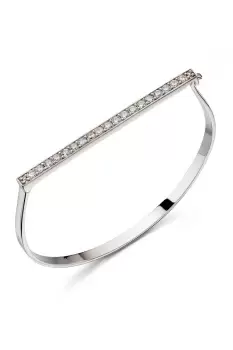 Silver Pave Cubic Zirconia Hinged Bangle Bracelet