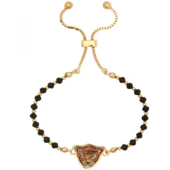 Leopard Head Beads Black & Gold Friendship Bracelet