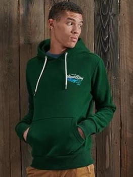 Superdry Classic Logo Hoodie, Green, Size S, Men