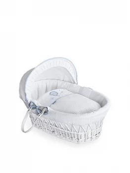 Clair De Lune Over The Moon Blue - White Wicker Basket, Blue