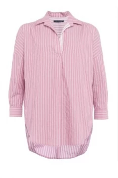 French Connection Bega Stripe Dip Hem Shirt White