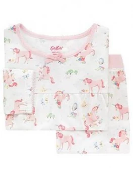 Cath Kidston Girls Unicorn Jersey Pyjama And Bag Set - Oyster