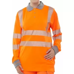 Hiviz executive long sleeve polo orange sml - B-seen Hv Polo/sweatshirt