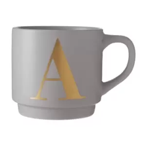 Grey Porcelain A Alphabet Mug