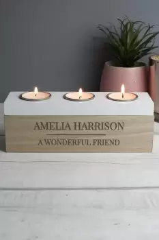 Personalised Classic Triple Tea Light Box