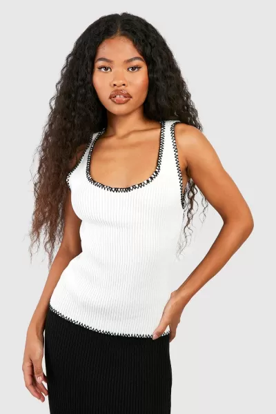 Blanket Stitch Rib Knitted Tank