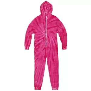 Colortone Unisex Adults Full Zip Tonal Spider Tie Dye Onesie (2XL) (Spider Pink)