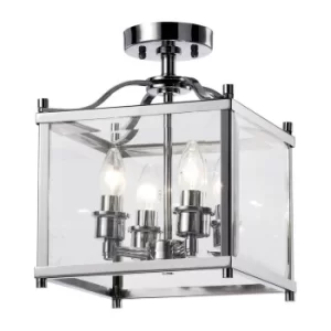 Aston Semi Flush Ceiling 4 Light Polished Chrome, Glass