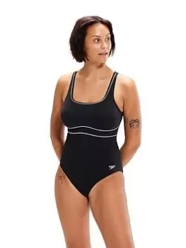 Speedo Shaping Contour Eclipse Swimsuit, Black/White, Size 40, Women