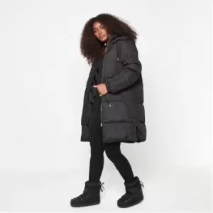 Missguided Recycled Longline Puffer Coat - Black