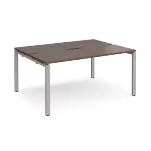 Bench Desk 2 Person Rectangular Desks 1600mm Walnut Tops With Silver Frames 1200mm Depth Adapt