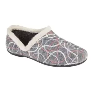 Sleepers Womens/Ladies Karen Knitted Patterned V Sided Slippers (3 UK) (Grey)