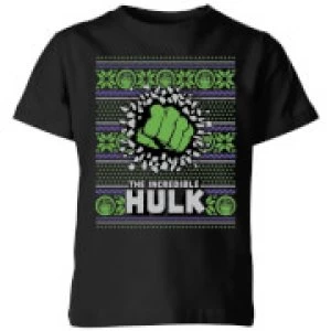 Marvel Hulk Punch Kids Christmas T-Shirt - Black - 11-12 Years