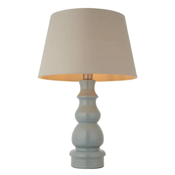 Provence & Cici Base & Shade Tall Table Lamp Blue Grey Glaze & Satin Nickel Plate