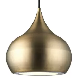 LED Ceiling Pendant Light 18W Cool White Bulb Matt Brass Hanging Dome Shade