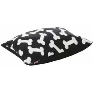 Boneo Dog Bed Cushion Soft Washable Fleece Fur Warm Pet Pillow Basket Insert - Black - Small