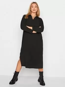 Yours Rib Collar Dress Black, Size 22-24, Women