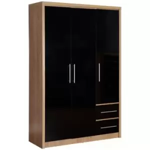 Seville Triple, 2 Drawer Wardrobe Black and Brown