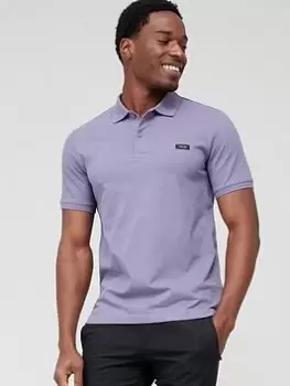 Calvin Klein Stretch Pique Slim Button Polo Shirt - Purple, Size L, Men